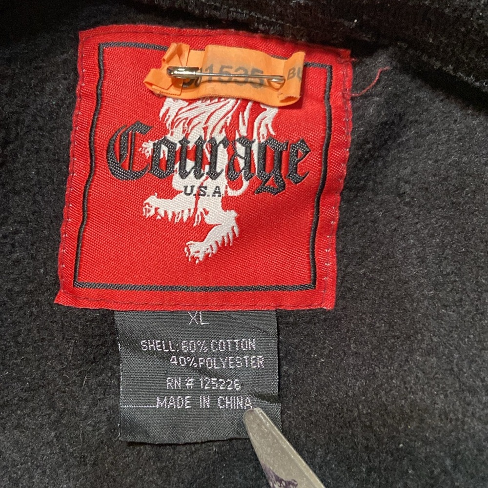 Mens Vintage Varsity style Jacket by "Courage" XL Black @ White snaps closure - Picture 5 of 6